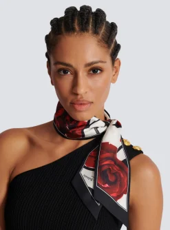 Best Sale Roses And Polka Dots Printed Bandana Women Scarves