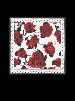 Hot Roses And Polka Dots Printed Silk Scarf Women Scarves