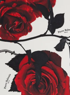 Hot Roses And Polka Dots Printed Silk Scarf Women Scarves