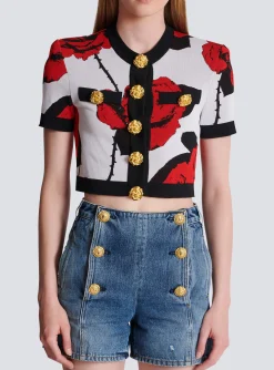 Clearance Roses Jacquard Knit Cardigan Women Knitwear