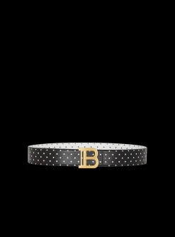 Best Reversible Calfskin B-Belt With A Polka Dots Print Women Belts
