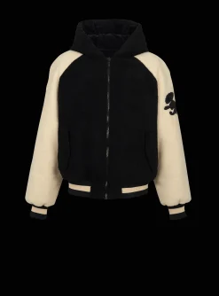 Cheap Reversible Varsity-style Puffer Jacket With Hood Outerwear