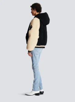 Cheap Reversible Varsity-style Puffer Jacket With Hood Outerwear