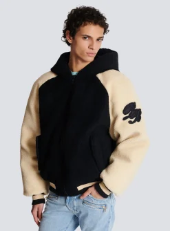 Cheap Reversible Varsity-style Puffer Jacket With Hood Outerwear