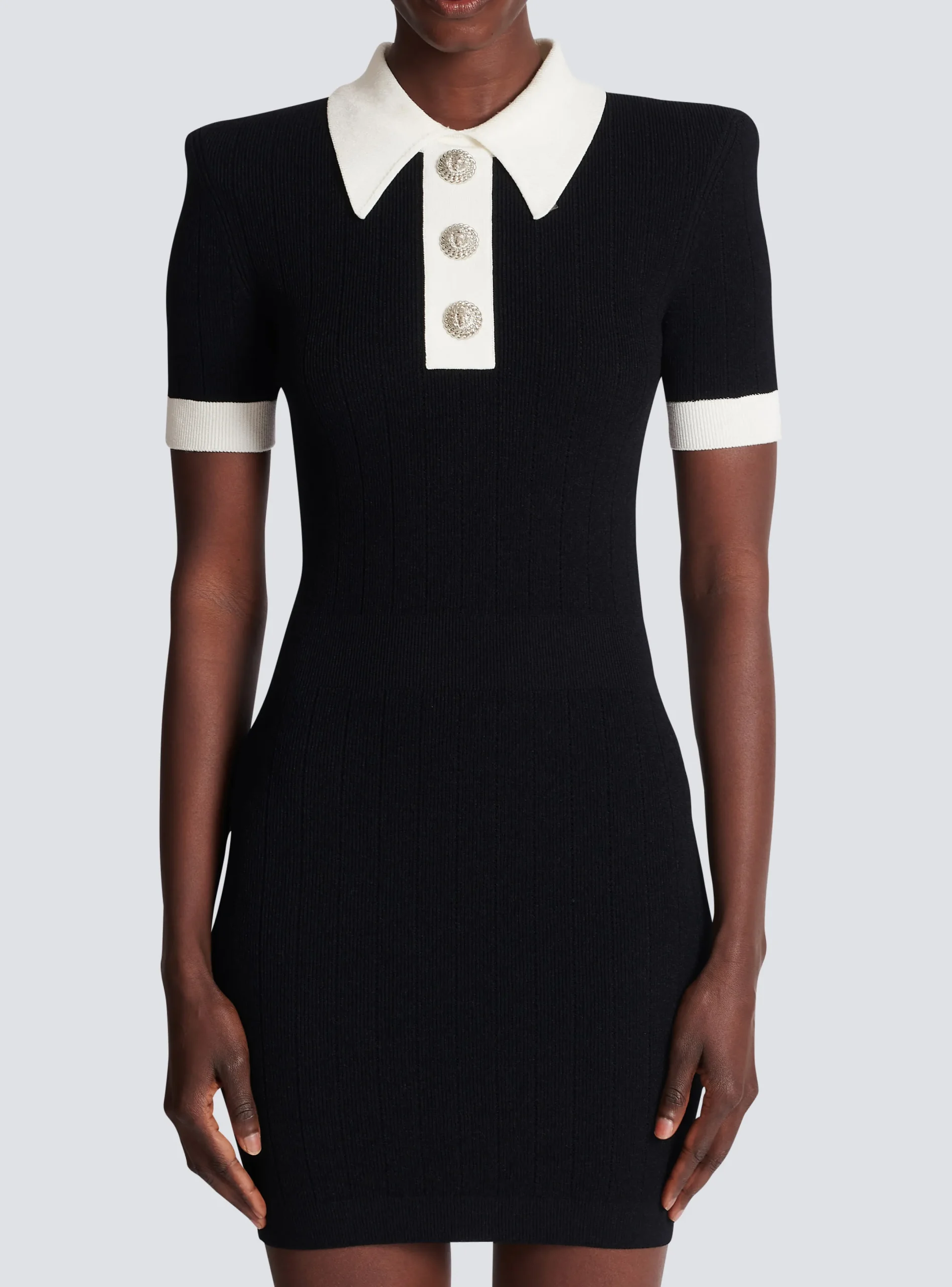 Fashion Ribbed Knit Polo Dress Women Knitwear|Dresses