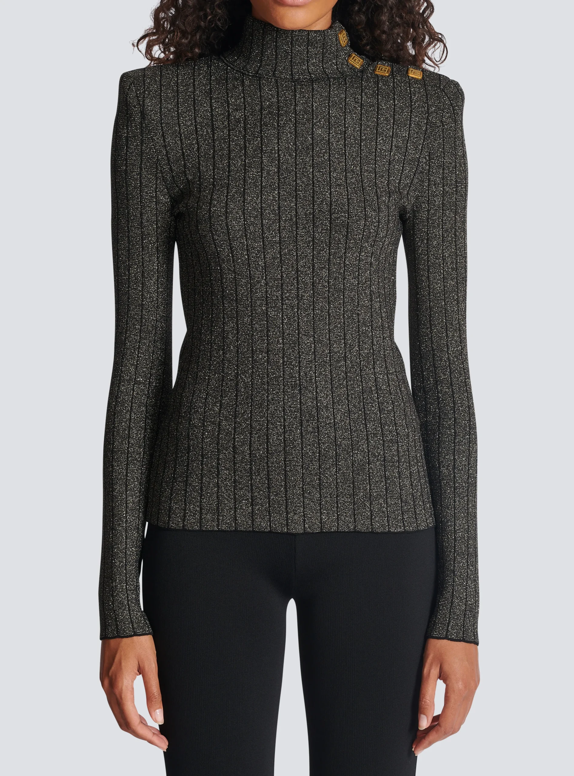 New Ribbed Lurex Knit Jumper Women Knitwear