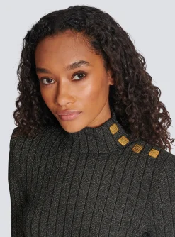 New Ribbed Lurex Knit Jumper Women Knitwear