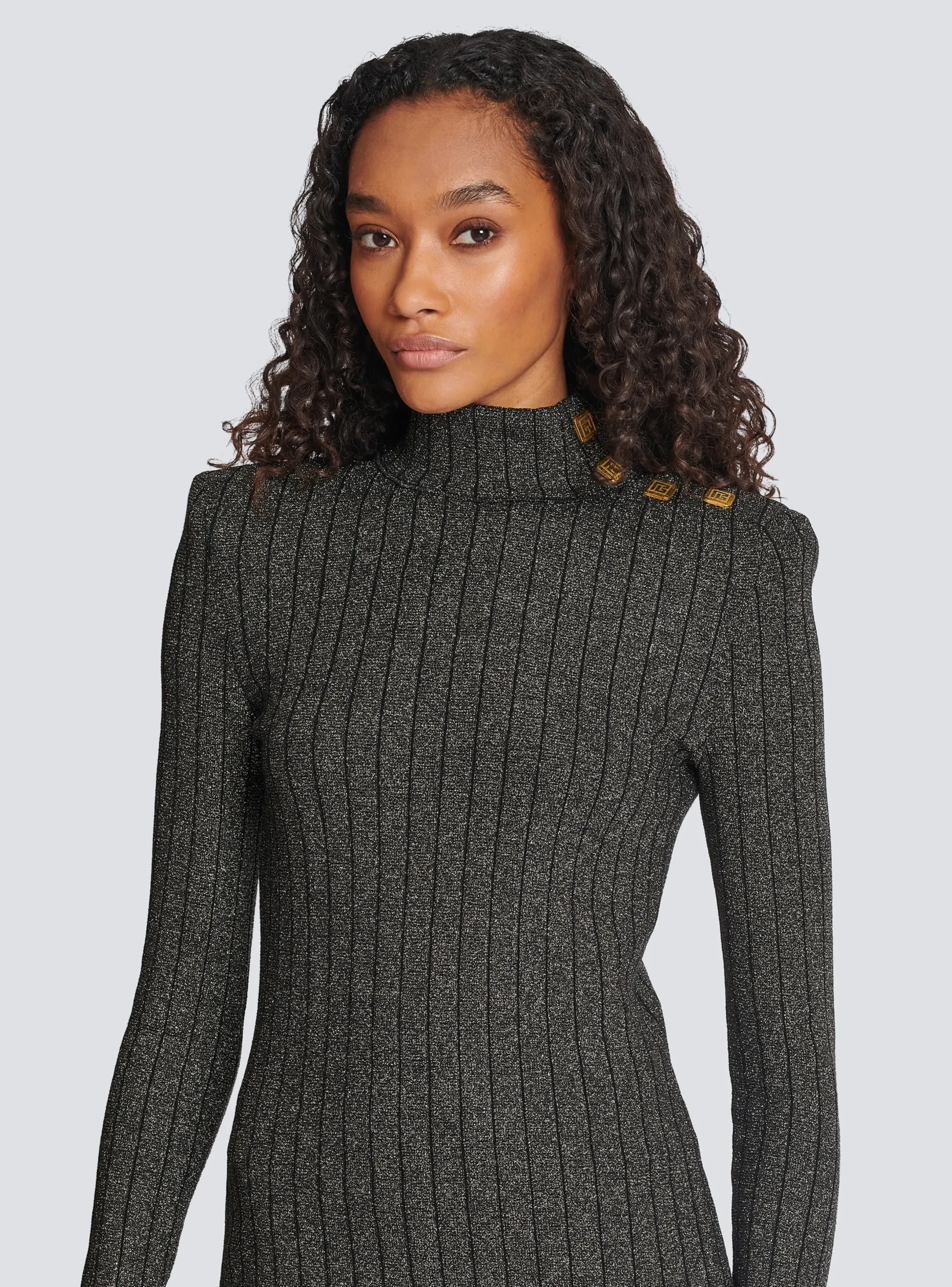 New Ribbed Lurex Knit Jumper Women Knitwear