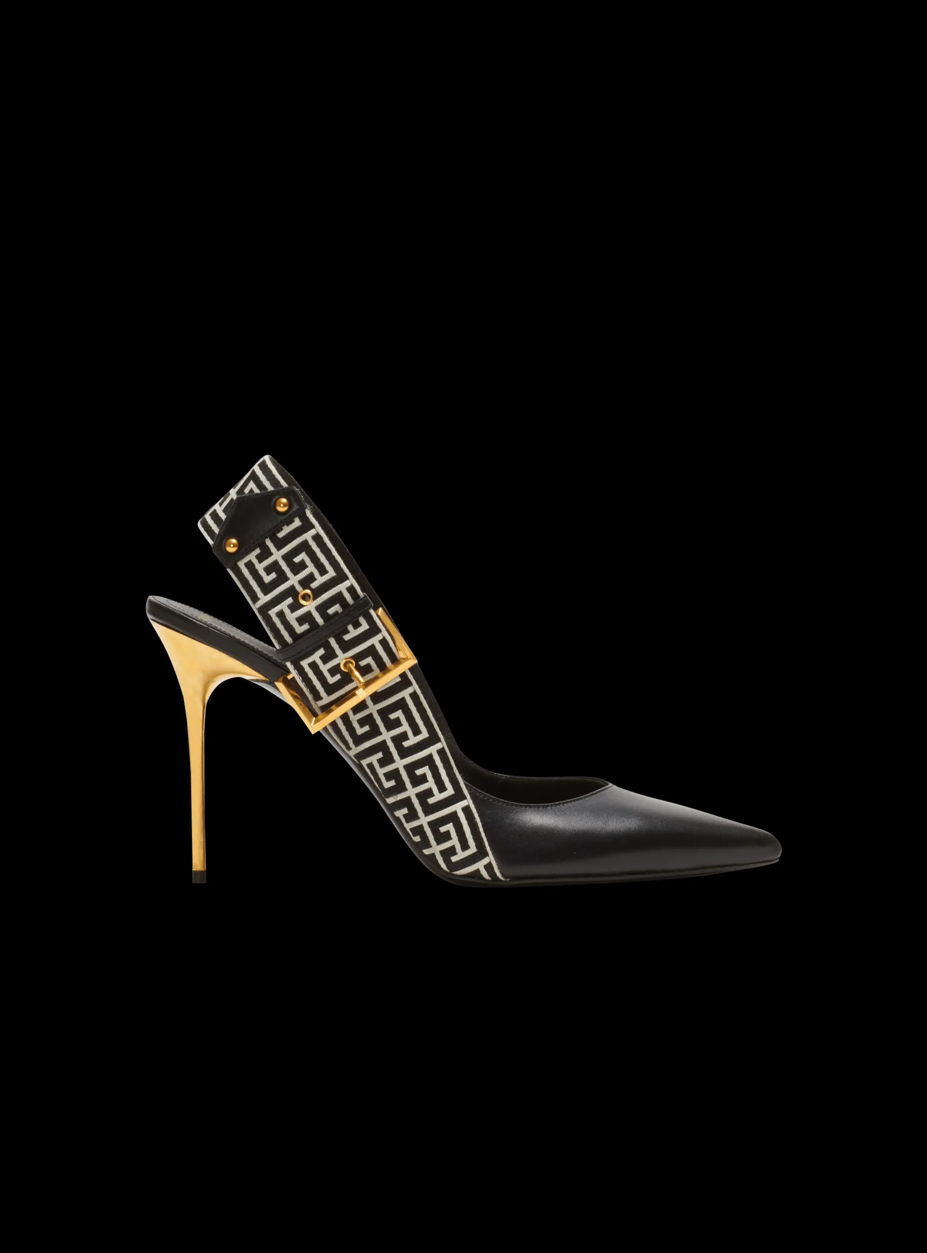 Discount Ruby Monogrammed Leather Slingbacks Women High Heels & Pumps