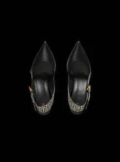 Discount Ruby Monogrammed Leather Slingbacks Women High Heels & Pumps