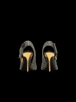 Discount Ruby Monogrammed Leather Slingbacks Women High Heels & Pumps
