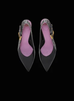 Best Sale Ruby Stiletto Slingbacks In Calfskin And PB Labyrinth Canvas Women Boots|High Heels & Pumps