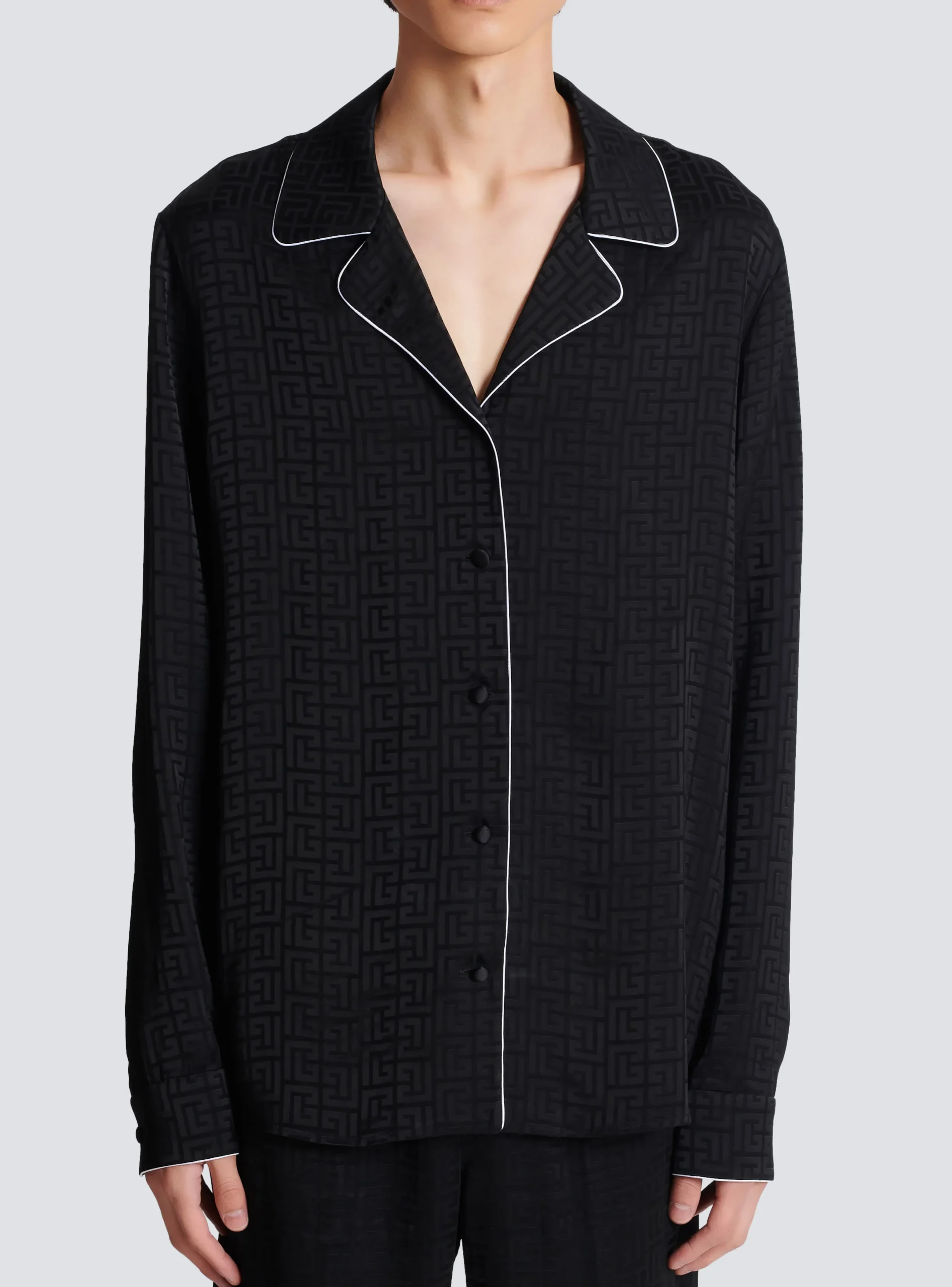 Outlet Satin Monogram Jacquard Shirt Shirts And Polos