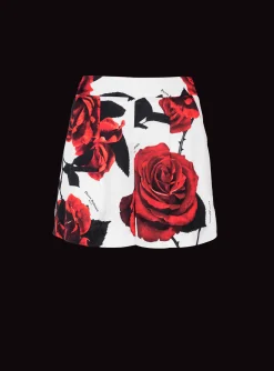 Store Satin Shorts With Roses Print Women Trousers And Shorts