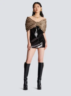 Best Sale Sequinned Dress With Oversized Bow Women Dresses