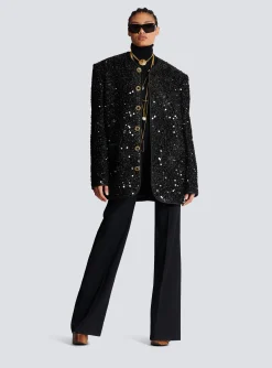 Best Sale Sequinned Lurex Jacket Women Jackets And Blazers|Jackets And Blazers