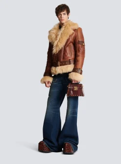 Fashion Sheepskin Aviator Jacket Women Outerwear|Outerwear