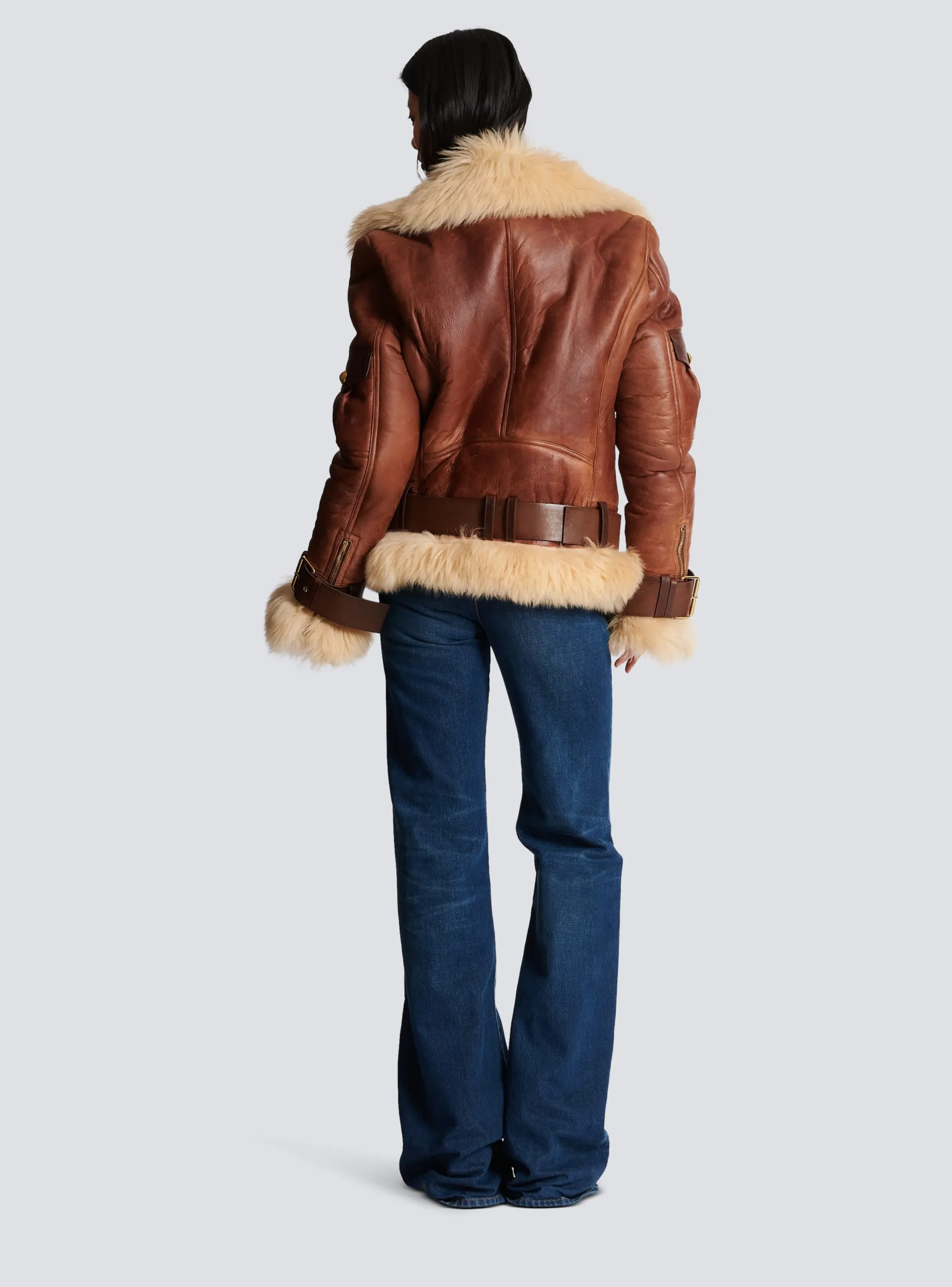 Fashion Sheepskin Aviator Jacket Women Outerwear|Outerwear