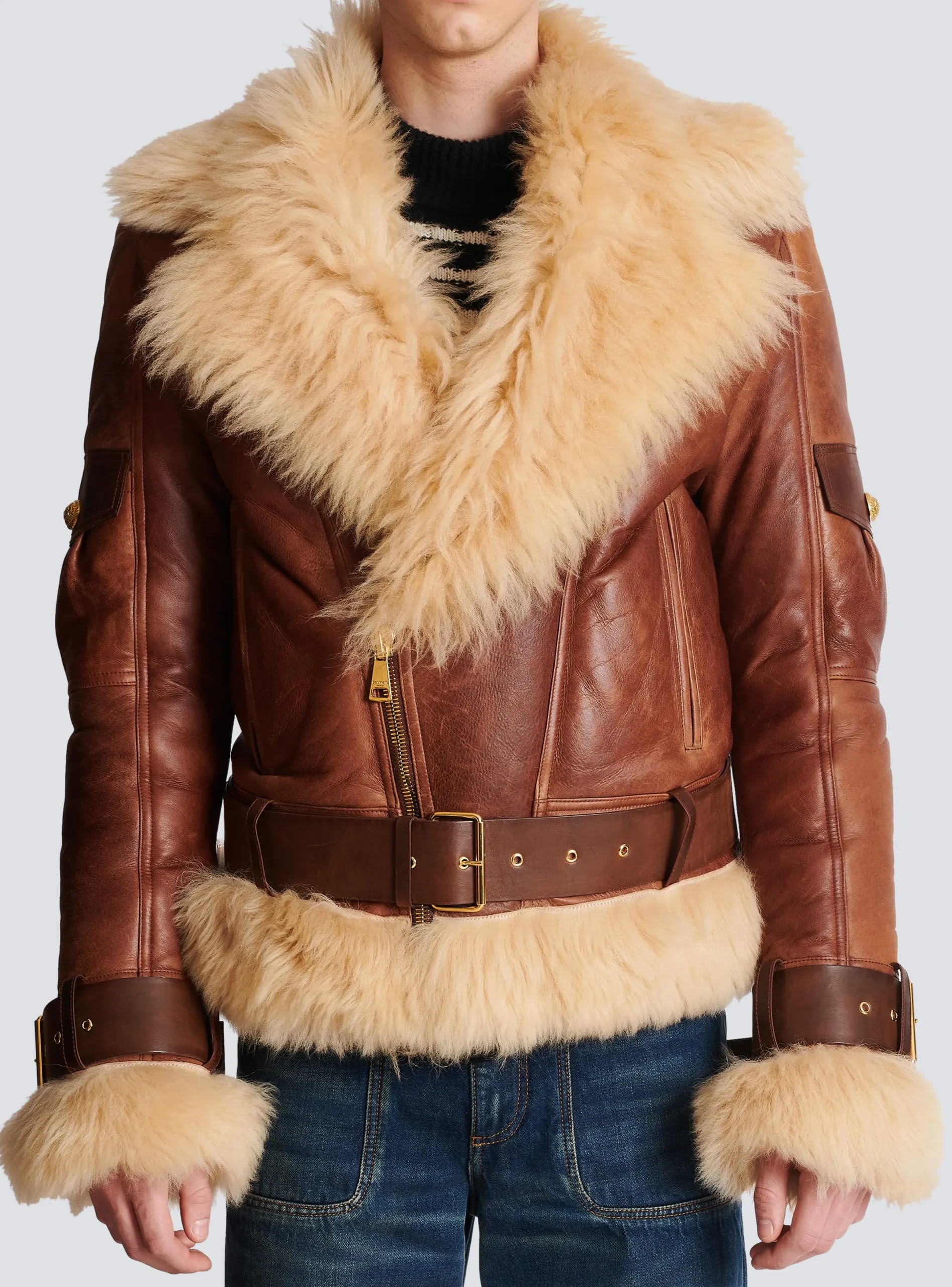 Fashion Sheepskin Aviator Jacket Women Outerwear|Outerwear