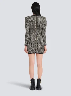 Hot Short Bicolor Jacquard Dress With Monogram Women Knitwear|Dresses