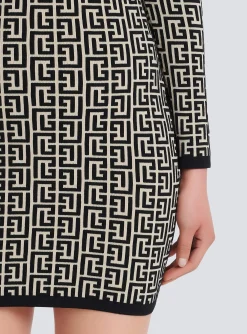 Hot Short Bicolor Jacquard Dress With Monogram Women Knitwear|Dresses