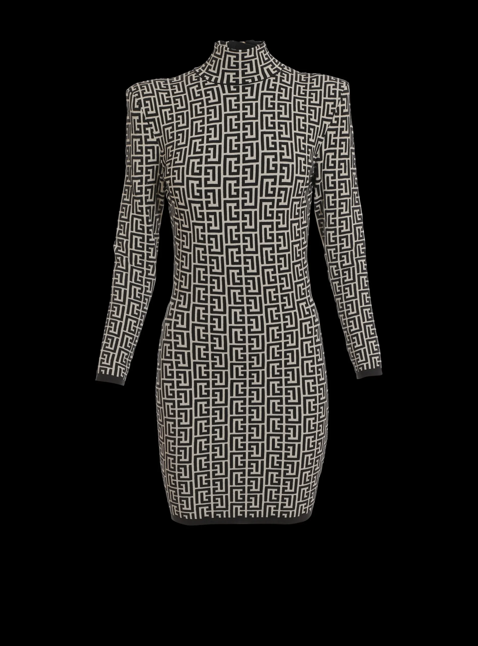 Store Short Bicolor Jacquard Knit Dress With Monogram Women Dresses