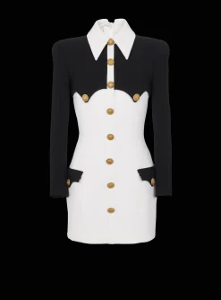 Shop Short Buttoned Crepe Dress Women Dresses