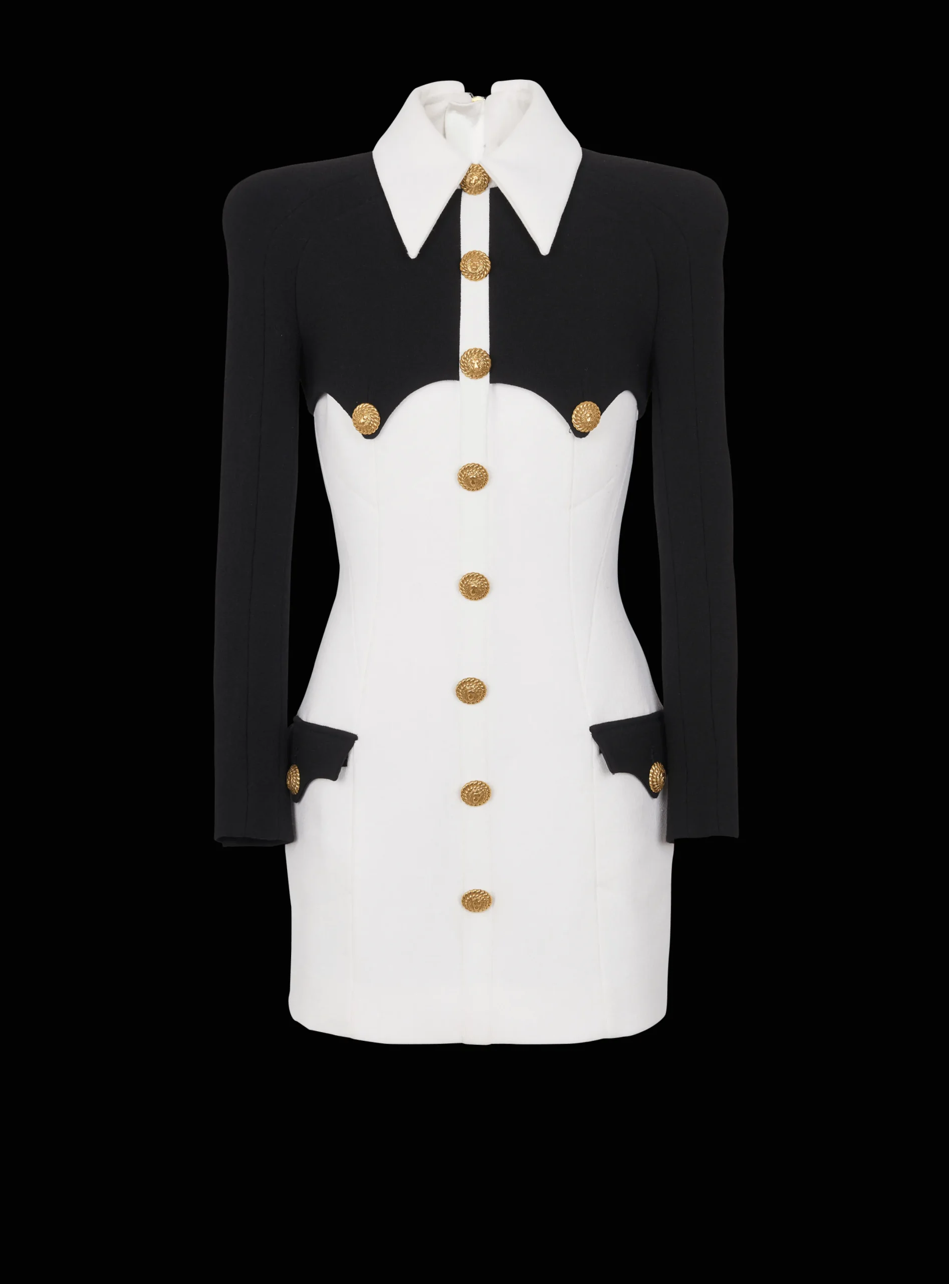 Shop Short Buttoned Crepe Dress Women Dresses