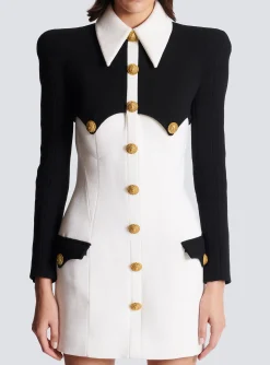 Shop Short Buttoned Crepe Dress Women Dresses