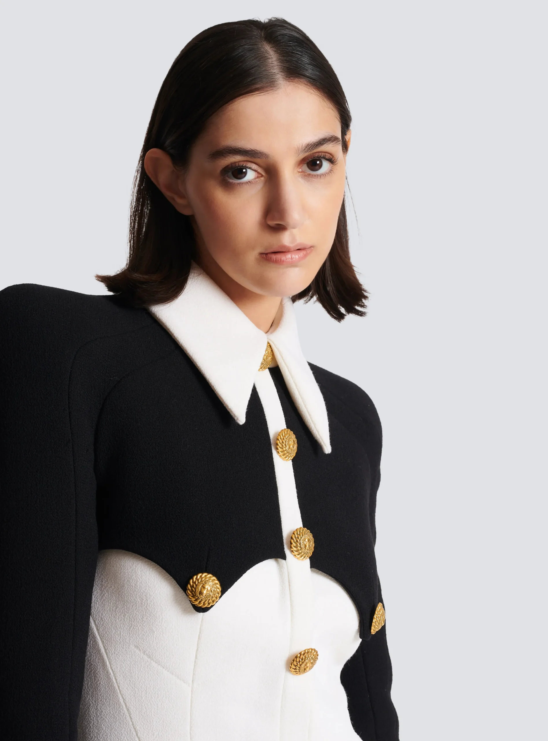 Shop Short Buttoned Crepe Dress Women Dresses