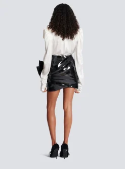 Discount Short Draped Vinyl Skirt Women Skirts