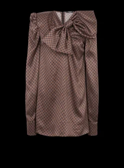 Best Short Dress With A Large Bow And Mini Monogram Print Women Dresses