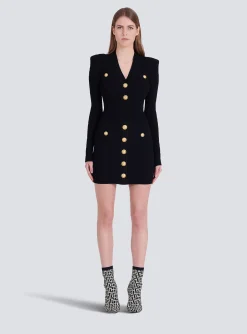 Cheap Short Eco-designed Knit Dress With Gold-tone Buttons Women Knitwear|Dresses
