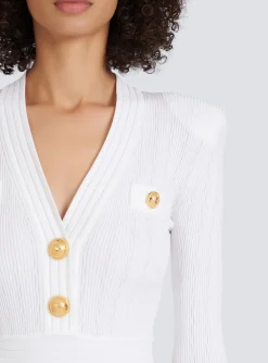 Discount Short Eco-designed Knit Dress With Gold-tone Buttons Women Dresses