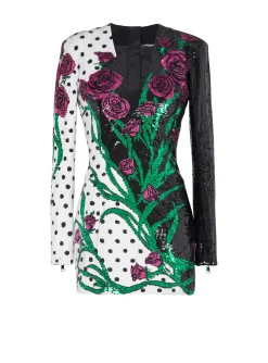 Cheap Short Embroidered Roses And Polka Dots Dress Women Dresses