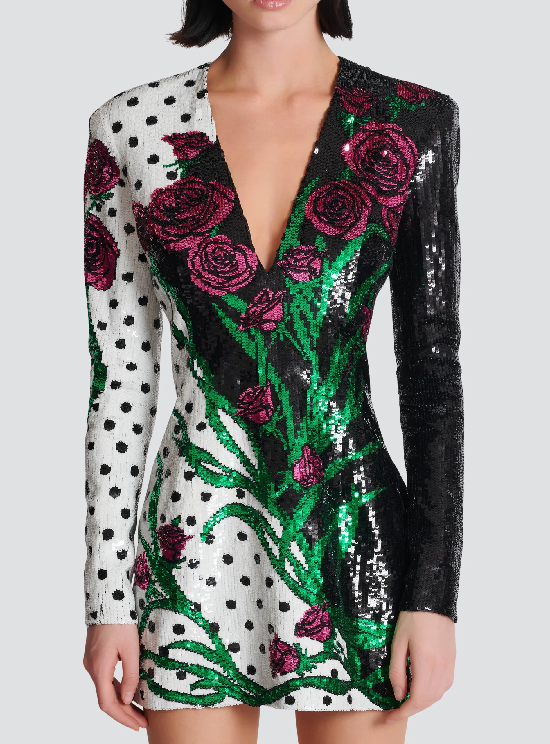 Cheap Short Embroidered Roses And Polka Dots Dress Women Dresses