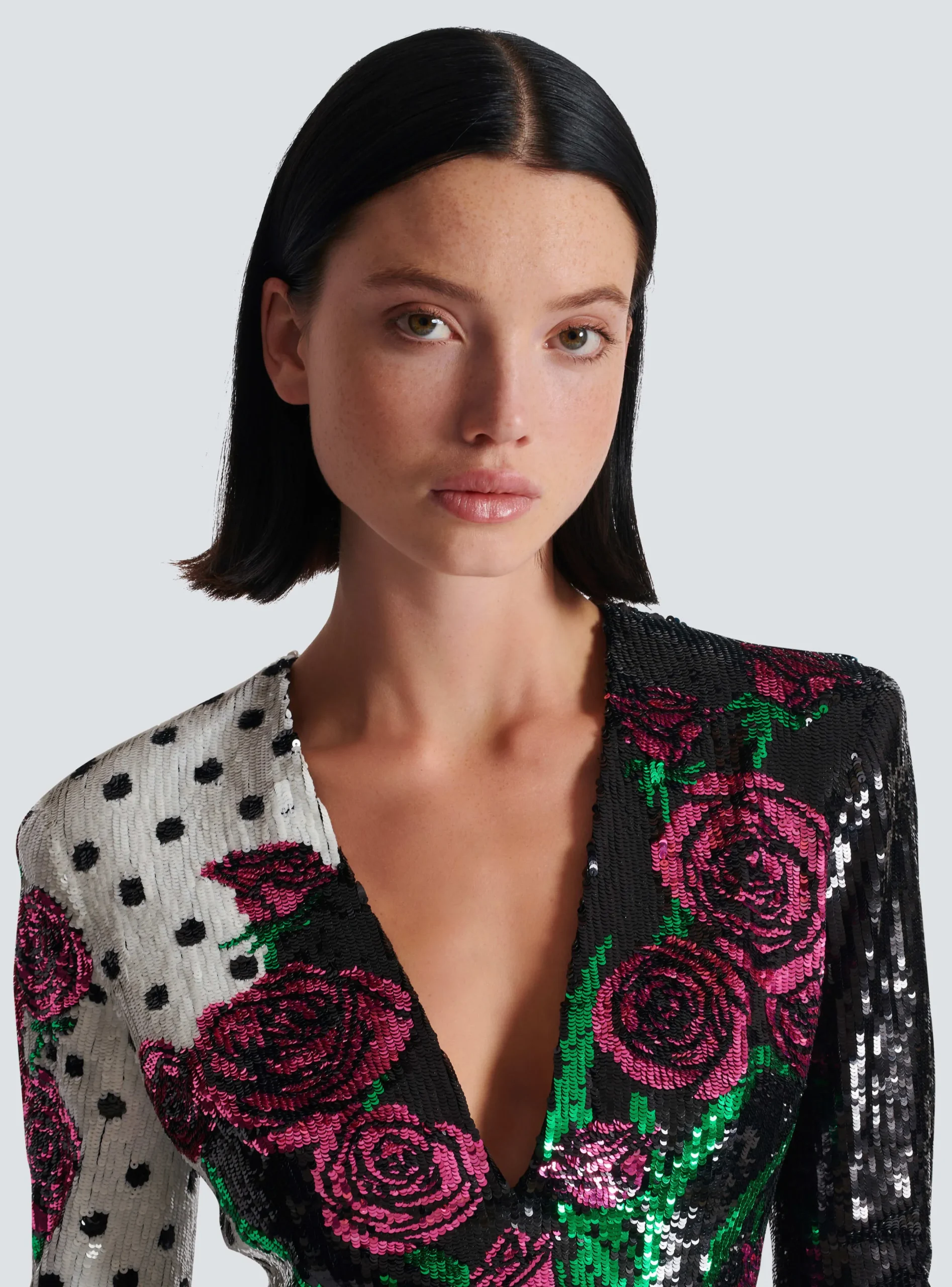 Cheap Short Embroidered Roses And Polka Dots Dress Women Dresses