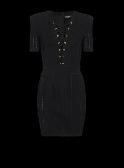 Discount Short Fine Ribbed Knit Dress Women Knitwear|Dresses