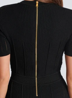Discount Short Fine Ribbed Knit Dress Women Knitwear|Dresses