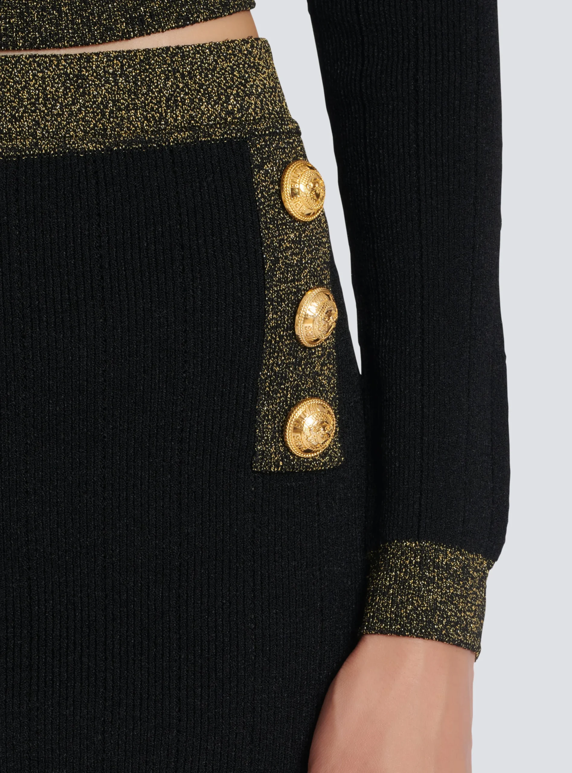 Cheap Short Knit Skirt With Gold Trim Women Skirts|Knitwear