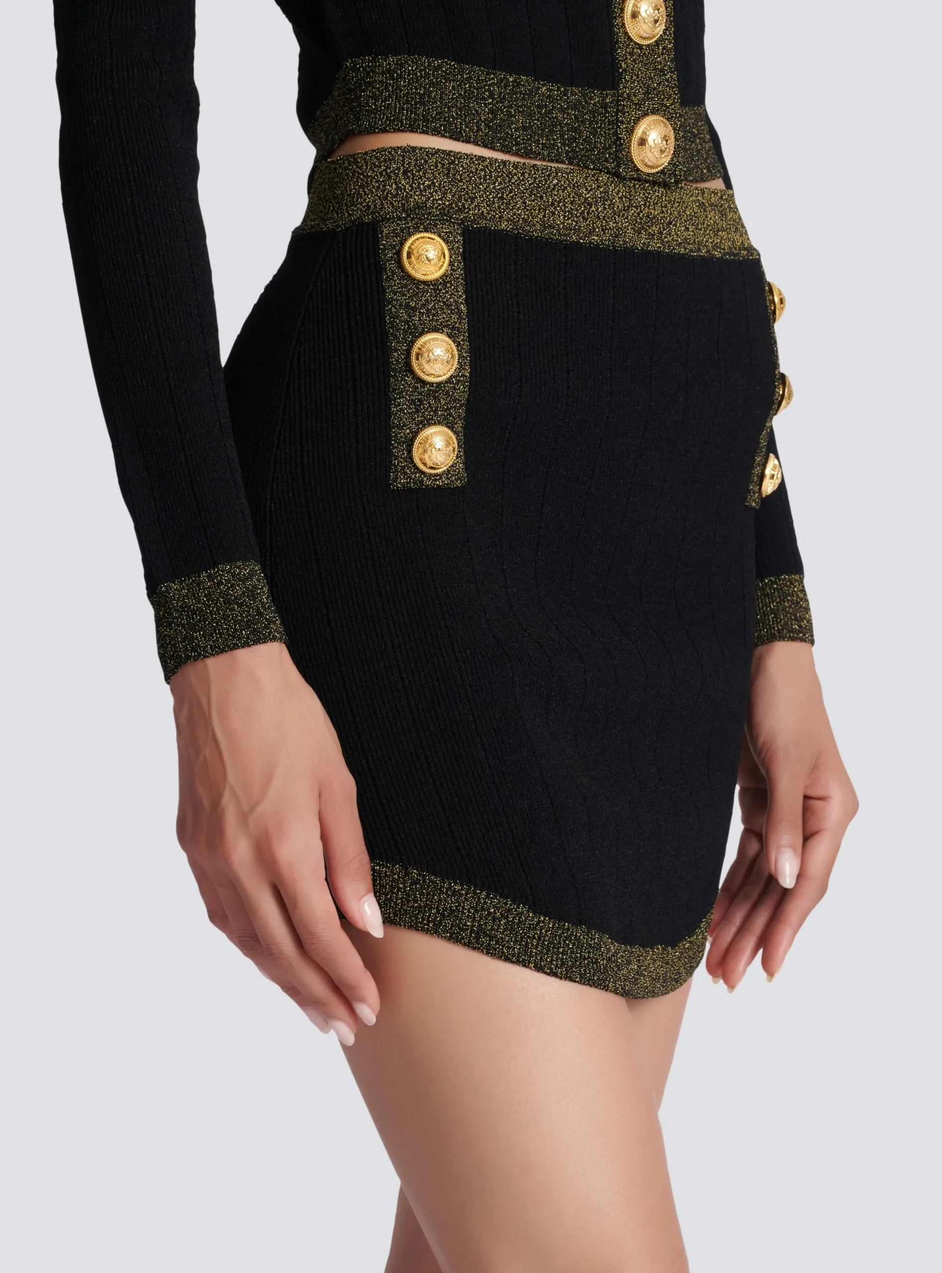 Cheap Short Knit Skirt With Gold Trim Women Skirts|Knitwear