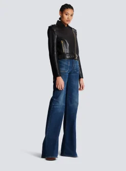 Online Short Leather Biker Jacket Women Outerwear