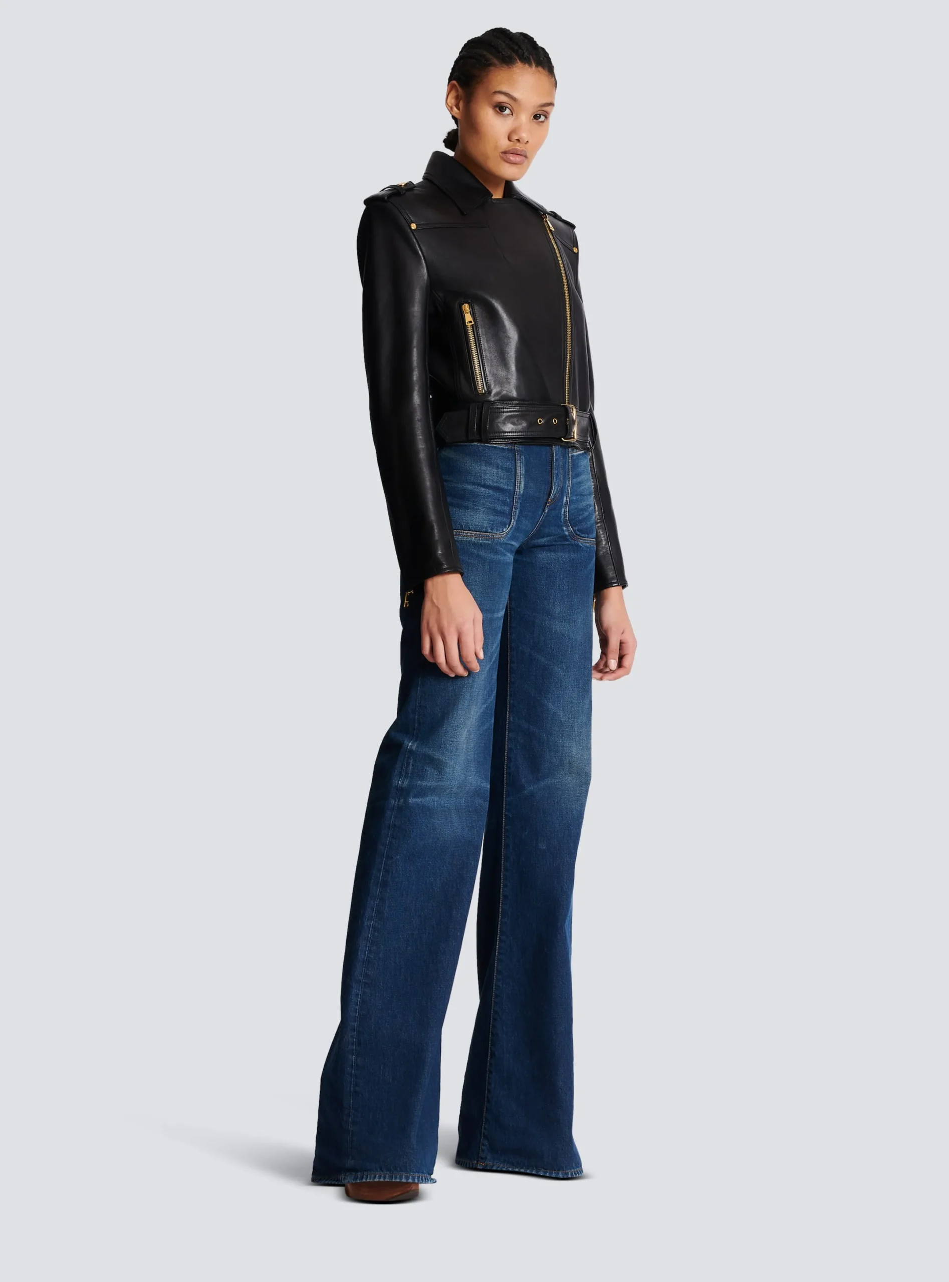 Online Short Leather Biker Jacket Women Outerwear