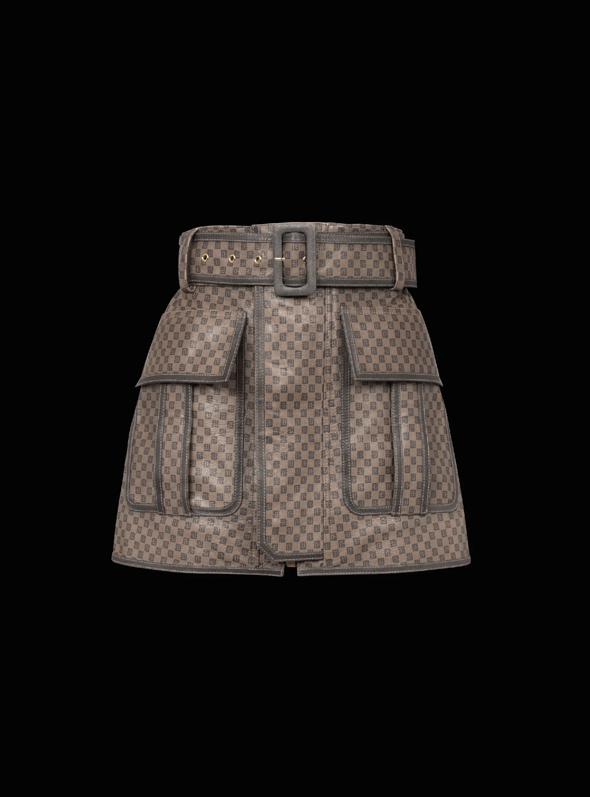 Cheap Short Leather Skirt With Mini Monogram Print Women Skirts