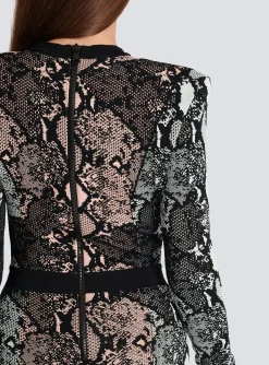Clearance Short Snakeskin Jacquard Dress Women Dresses