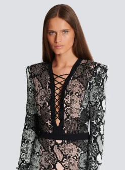 Clearance Short Snakeskin Jacquard Dress Women Dresses