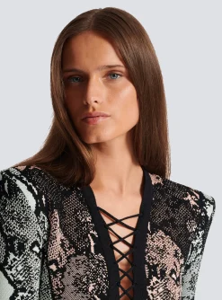 Clearance Short Snakeskin Jacquard Dress Women Dresses