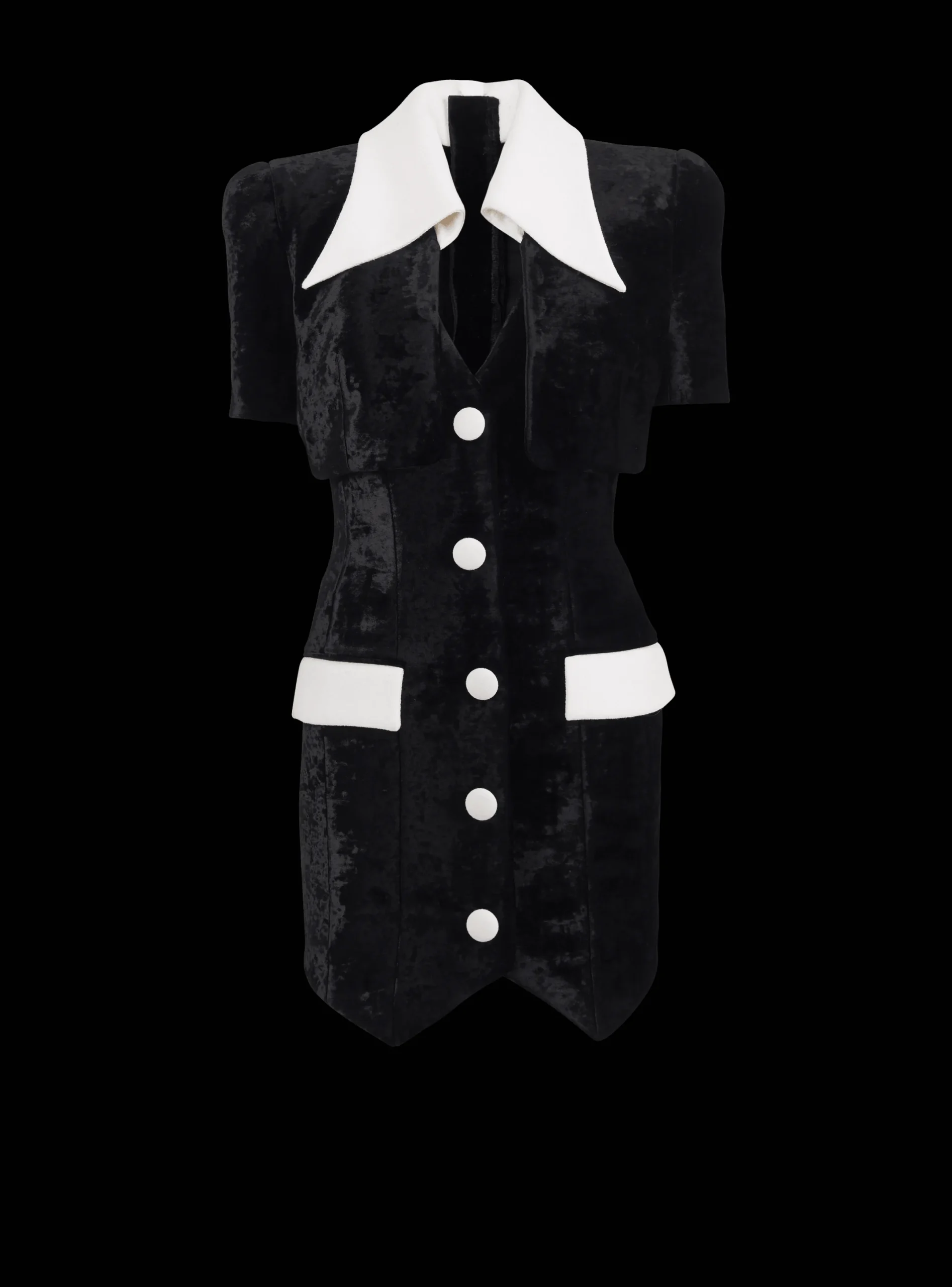 New Short Structured Dress In Velvet And Crepe Women Dresses