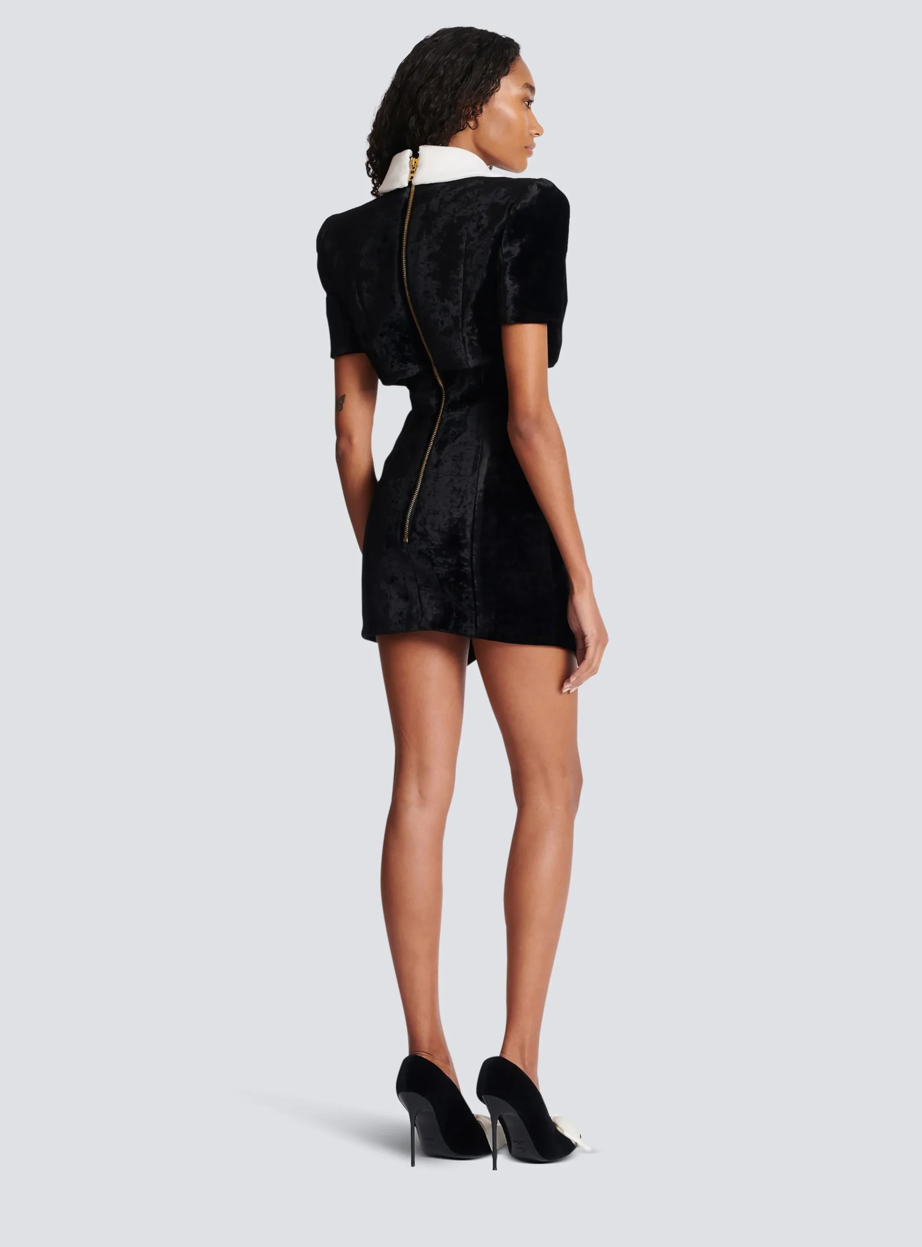 New Short Structured Dress In Velvet And Crepe Women Dresses