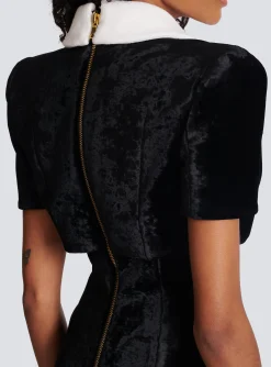 New Short Structured Dress In Velvet And Crepe Women Dresses